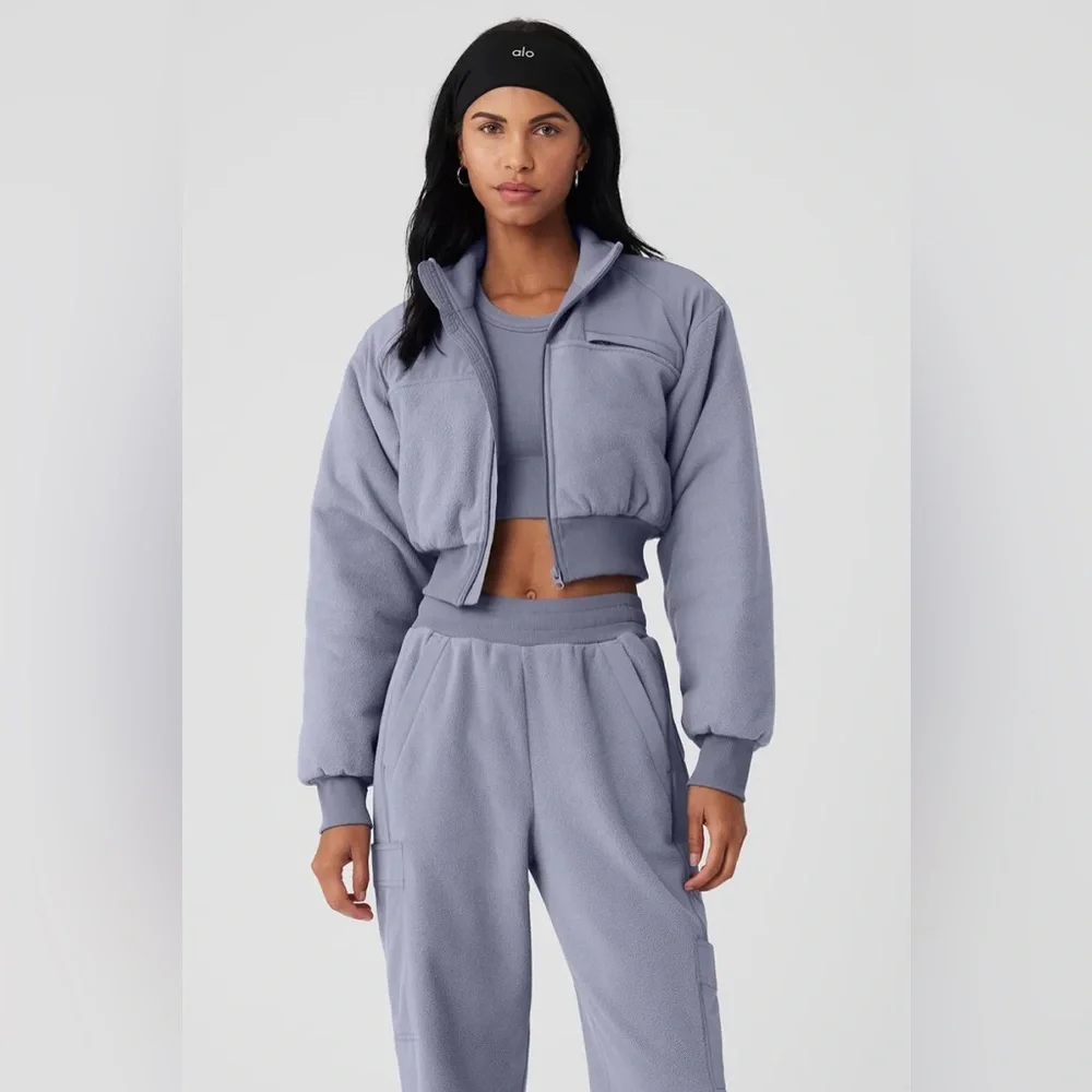 ALO YOGA | ✨NEW✨ Polar Fleece Cropped Wintry Mix Jacket in Fog